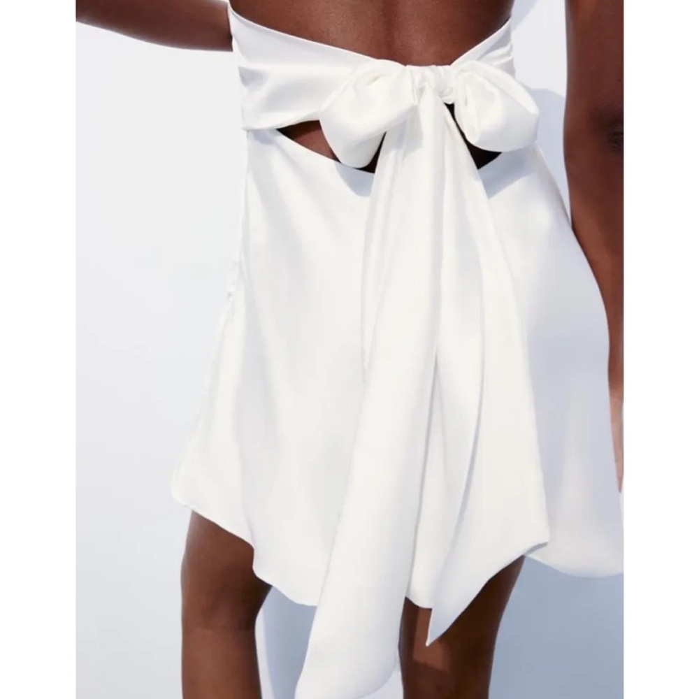 Zara White Satin Halter Mini Dress - Picture 3 of 7